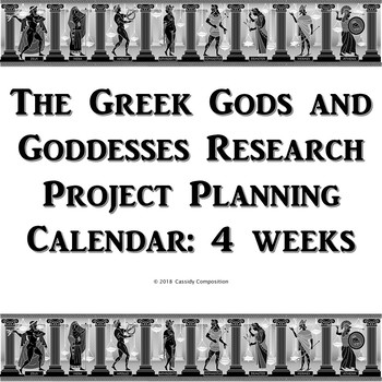 Preview of Greek Gods and Goddess Research Project Planning Calendar