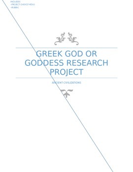 Preview of Greek God or Goddess Research Project