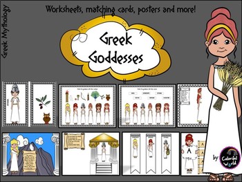 Preview of Greek Olympian Goddesses worksheets, matching cards, printables and more!