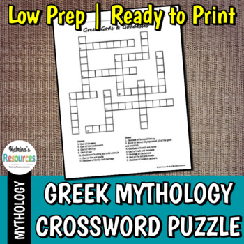 Preview of Greek Gods Crossword Puzzle - Greek Mythology