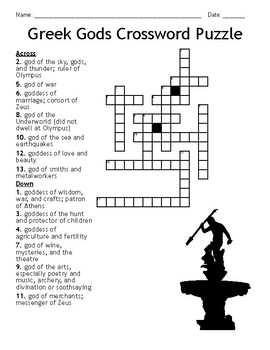 Greek Gods Crossword Puzzle by TheModernBard TPT