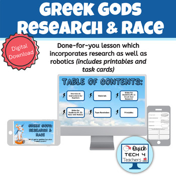 Preview of Greek Gods & Goddesses: Research & Robot Race