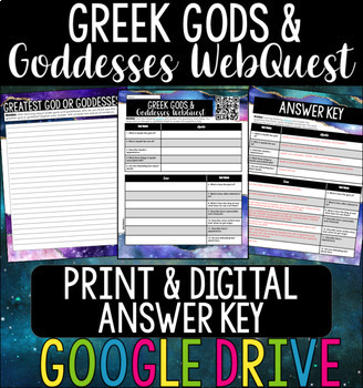 Preview of Greek Gods & Goddesses WebQuest - Print & Digital - Goole Drive