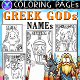 Greek Gods Names Coloring Pages & Writing Paper Activities