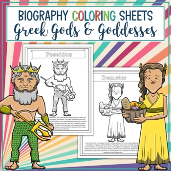 Download Greek Gods And Goddesses Biography Coloring Pages Tpt