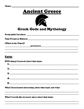Preview of Greek Gods and Mythology "5 FACT" Summary Assignment