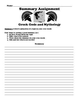 greek mythology assignments