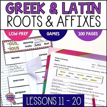 Preview of Greek & Latin Roots & Affixes 10 Weeks of Vocabulary Lesson & Activities Unit 2