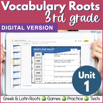 Preview of Greek & Latin Roots 3rd Grade Vocabulary Activities & Words - UNIT 1 DIGITAL 