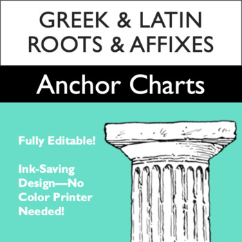 Preview of Greek & Latin Roots & Affixes Anchor Charts *Fully Editable!*