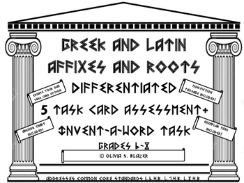 Preview of Greek & Latin Roots/Affixes Differentiated 5 Task Cds/Invent-a-Word Task gr. 6-8