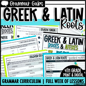 Preview of Greek & Latin Roots - Affixes Grammar Worksheets, Activities, and Anchor Charts