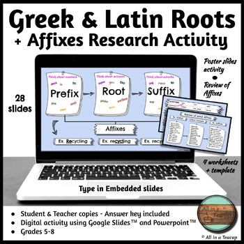 Preview of Greek Latin Roots Affixes Research Definitions Digital Activity 