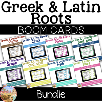 Preview of Greek and Latin Roots Practice - Boom Cards - BUNDLE - Sentences & Definitions