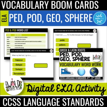 Preview of Vocabulary Set 1: Boom Cards: Roots Ped, Pod, Geo, Sphere