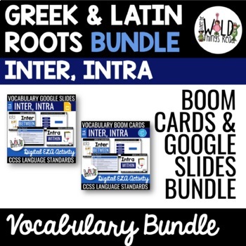 Preview of Vocabulary Set 4 Bundle: Google Slides & Boom Cards: Roots Inter & Intra