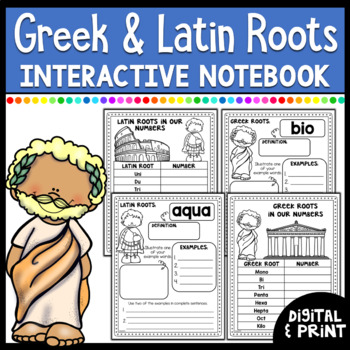 Preview of Greek & Latin Roots Interactive Notebook | Print & Google Classroom