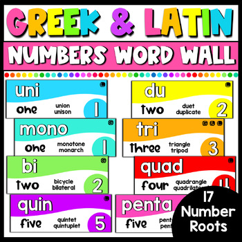 Preview of Greek & Latin Roots Number Word Wall | Root Words Posters