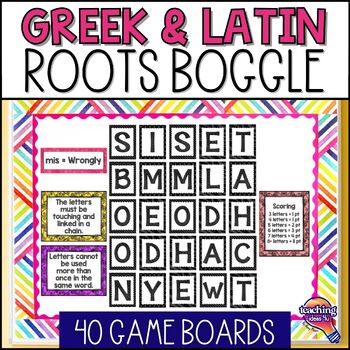 Preview of Greek & Latin Roots, Prefixes, & Suffixes Editable BOGGLE Game & Bulletin Board