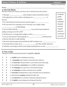 Greek and Latin Roots, Prefixes, & Suffixes Printables: Unit 1 by Lovin Lit