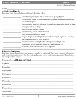 Greek and Latin Roots: Worksheets and Tests Units 1-6 by Lovin Lit