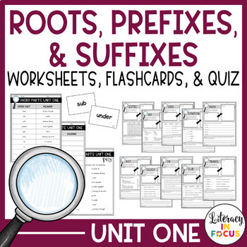 Preview of Root Words, Prefixes, & Suffixes Unit 1 FREE