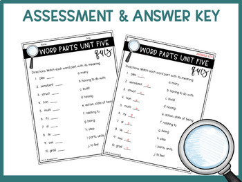 Root Words, Prefixes, & Suffixes Unit 5 Worksheets by Literacy in Focus