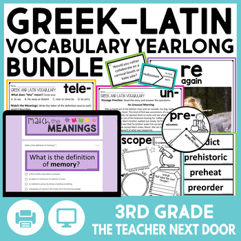 Preview of 3rd Grade Vocabulary Activities Morphology Greek & Latin Roots Morphemes SOR