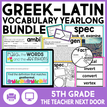 Preview of 5th Grade Vocabulary Activities Morphology Greek & Latin Roots Morphemes SOR