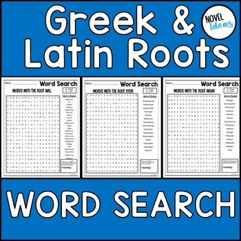 Preview of Greek & Latin Roots Stems Morphology Reading Vocabulary 32 Word Searches