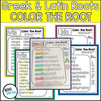 Preview of Greek & Latin Roots Stems Morphology Reading Vocabulary Activity Color the Root