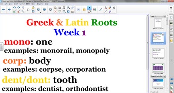 Preview of Greek & Latin Roots Weeks 1-3