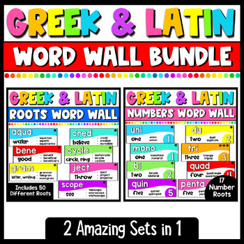 Preview of Greek & Latin Roots Word Wall Bundle | Root Words Posters