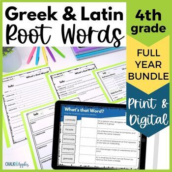 Preview of Greek & Latin Roots for 4th Grade Vocabulary Activities & Words PRINT & DIGITAL