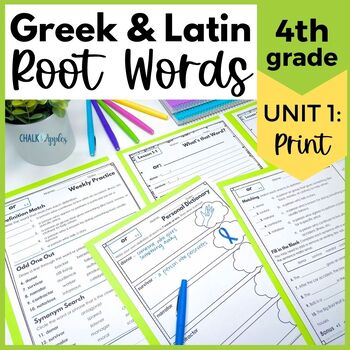Preview of Greek & Latin Roots for 4th Grade Vocabulary Activities & Words - UNIT 1 PRINT