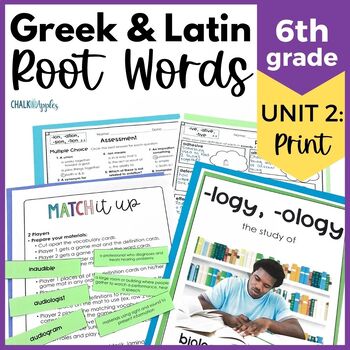 Preview of Greek & Latin Roots for 6th Grade Vocabulary Activities & Words - UNIT 2 PRINT