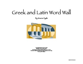 Preview of Greek & Latin Word Wall for Reading Math Science SS Gifted CCSS