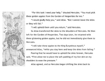 Preview of Greek Myth HERCULES'S ELEVENTH TASK w/ 18 Reading Comprehension + Vocabulary Qs