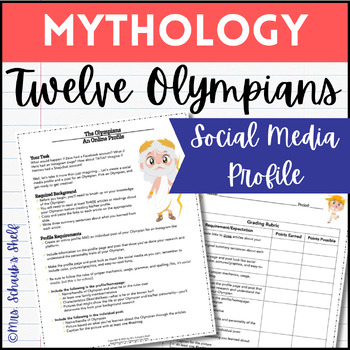 Preview of Greek Mythology 12 Olympians Social Media Profile Project - Editable Template