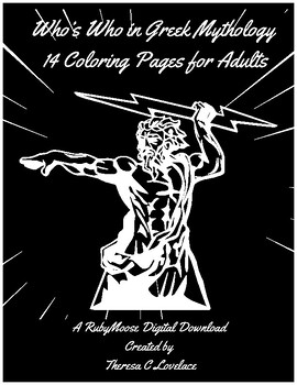 Preview of Who's Who in Greek Mythology, 14 Coloring Pages for Adults