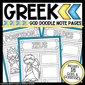 Preview of Greek Mythology ... 18 Greek God Research Project and Doodle Notes