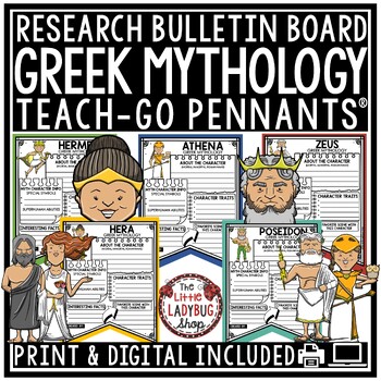 Preview of Ancient Greek Mythology Activities Research Project Template Greek God Goddess