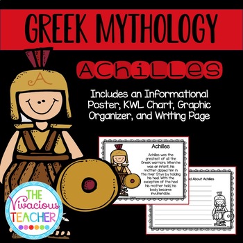 Preview of Greek Mythology ~ Achilles (Poster, KWL Chart, Story Map, and Writing Paper)
