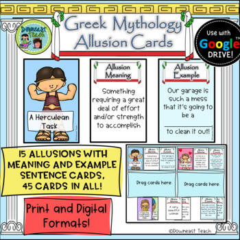 Preview of Greek Mythology Allusion Cards