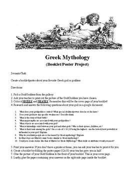 Preview of Greek Mythology Booklet/Poster Project (Print and Go)