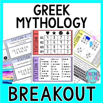 Preview of Greek Mythology Breakout Activity - Task Cards Puzzle Challenge