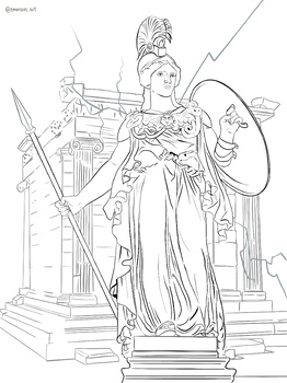 Preview of Greek Mythology Coloring Page: Athena