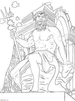 Preview of Greek Mythology Coloring Page: Poseidon