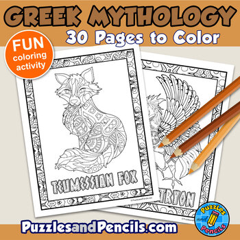 Preview of Greek Mythology Coloring Pages | 30 Pages to Color | Ancient Greece