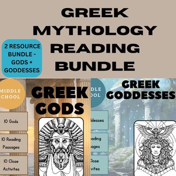 Greek Mythology Coloring + Reading Bundle (Gods + Goddesses) by Mused Minds